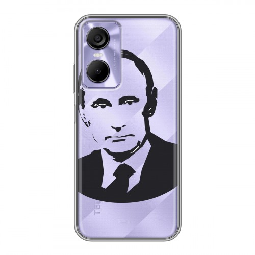Полупрозрачный дизайнерский пластиковый чехол для Tecno Pop 6 Pro В.В.Путин 