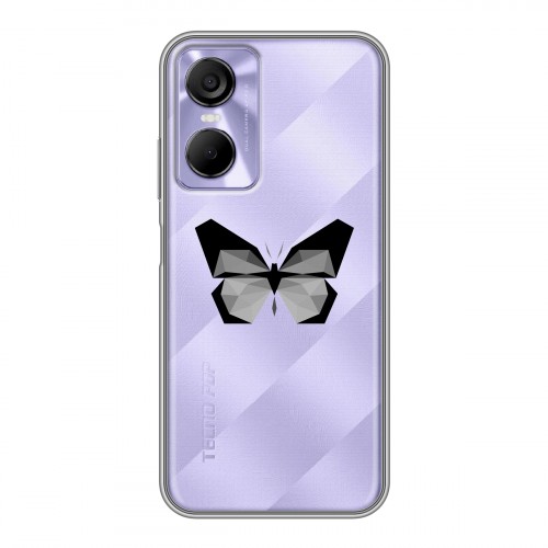 Полупрозрачный дизайнерский пластиковый чехол для Tecno Pop 6 Pro прозрачные Бабочки 