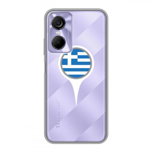 Полупрозрачный дизайнерский пластиковый чехол для Tecno Pop 6 Pro флаг греции