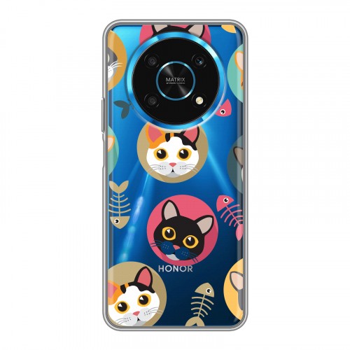 Полупрозрачный дизайнерский силиконовый чехол для Huawei Honor Magic 4 Lite 5G Прозрачные кошки