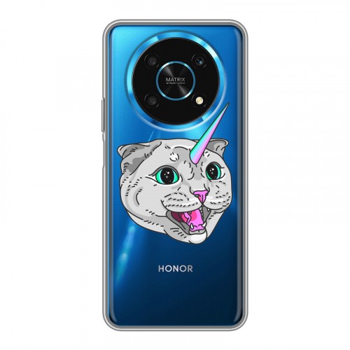 Полупрозрачный дизайнерский силиконовый с усиленными углами чехол для Huawei Honor Magic 4 Lite 5G Прозрачные кошки