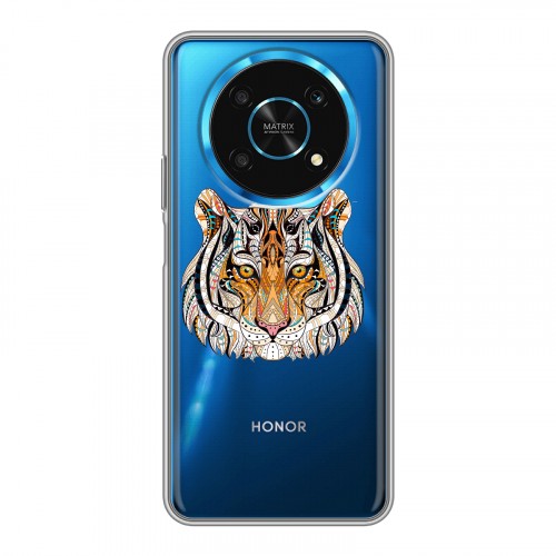 Полупрозрачный дизайнерский силиконовый с усиленными углами чехол для Huawei Honor Magic 4 Lite 5G Прозрачные тигры