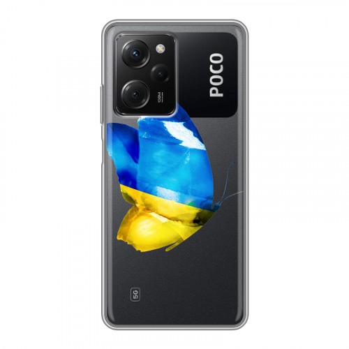 Полупрозрачный дизайнерский пластиковый чехол для Xiaomi Poco X5 Pro Флаг Украины