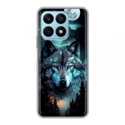 Дизайнерский силиконовый чехол для Huawei Honor X8a Волк и луна