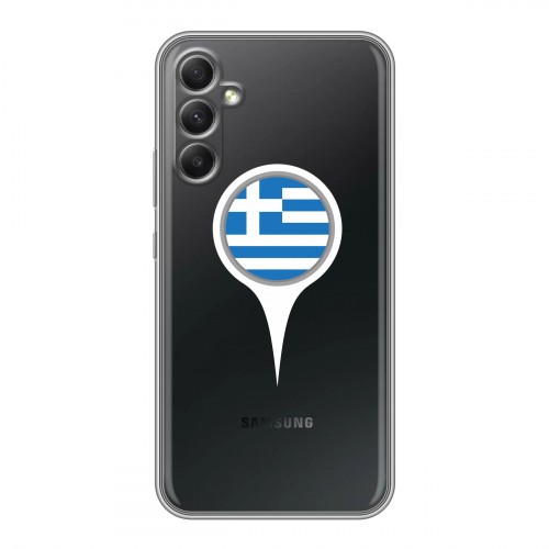 Полупрозрачный дизайнерский силиконовый с усиленными углами чехол для Samsung Galaxy A34 5G флаг греции
