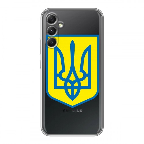 Полупрозрачный дизайнерский пластиковый чехол для Samsung Galaxy A34 5G Флаг Украины