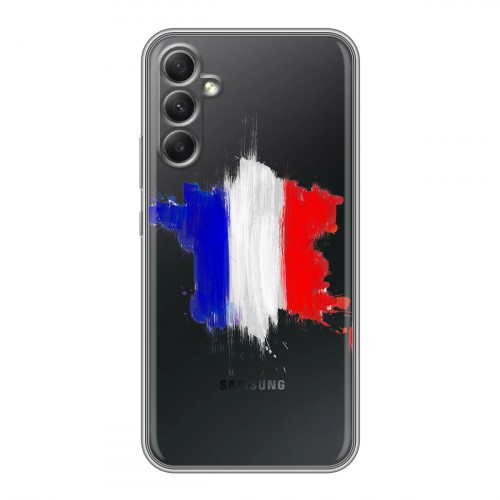 Полупрозрачный дизайнерский силиконовый с усиленными углами чехол для Samsung Galaxy A34 5G Флаг Франции