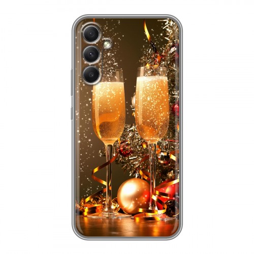 Дизайнерский силиконовый чехол для Samsung Galaxy A34 5G Новогодние бокалы