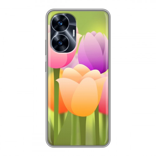 Дизайнерский силиконовый чехол для Realme C55 Романтик цветы