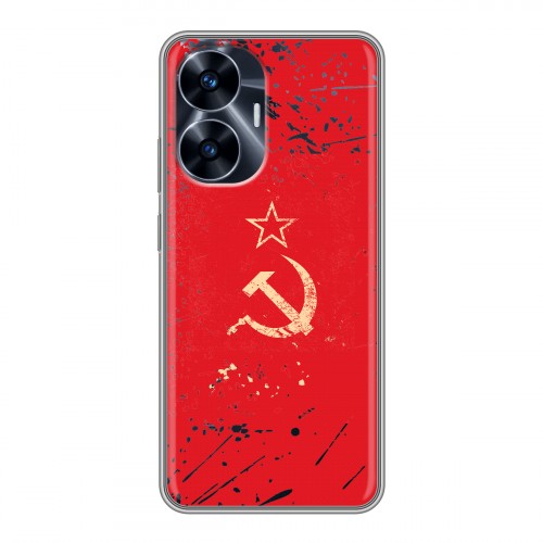 Полупрозрачный дизайнерский пластиковый чехол для Realme C55 Флаг СССР