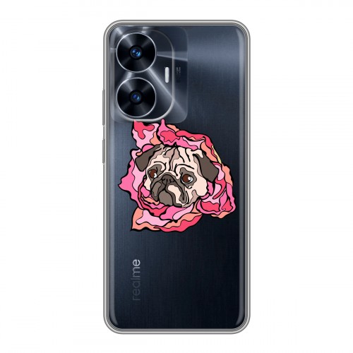 Полупрозрачный дизайнерский пластиковый чехол для Realme C55 Собаки