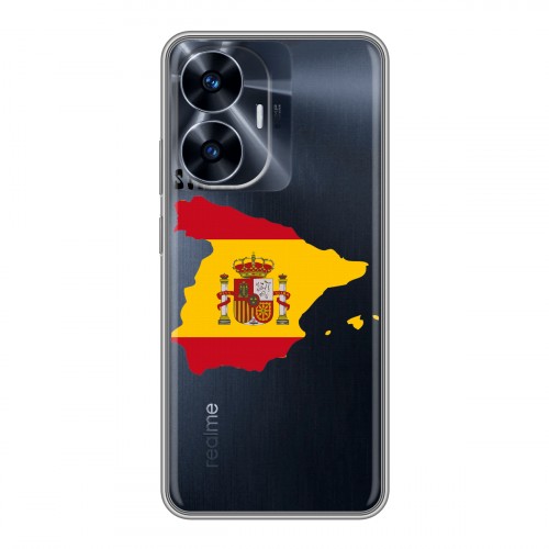 Полупрозрачный дизайнерский силиконовый чехол для Realme C55 флаг Испании