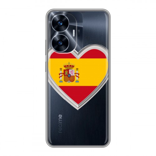 Полупрозрачный дизайнерский пластиковый чехол для Realme C55 флаг Испании
