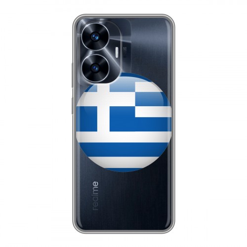 Полупрозрачный дизайнерский пластиковый чехол для Realme C55 флаг греции