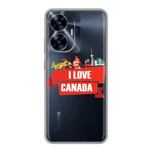 Полупрозрачный дизайнерский пластиковый чехол для Realme C55 Флаг Канады