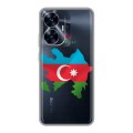 Полупрозрачный дизайнерский силиконовый с усиленными углами чехол для Realme C55 Флаг Азербайджана