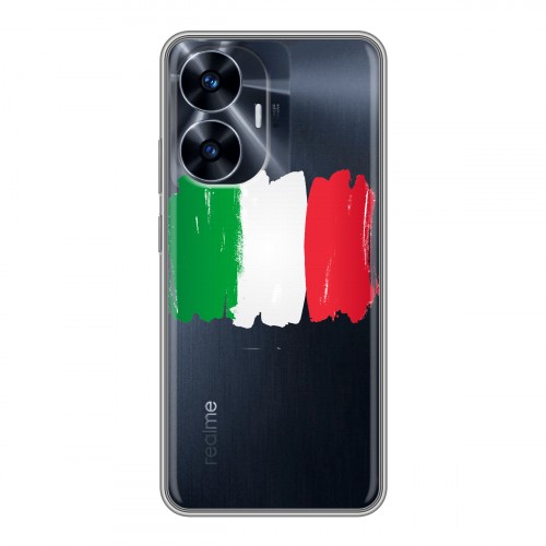 Полупрозрачный дизайнерский пластиковый чехол для Realme C55 Флаг Италии