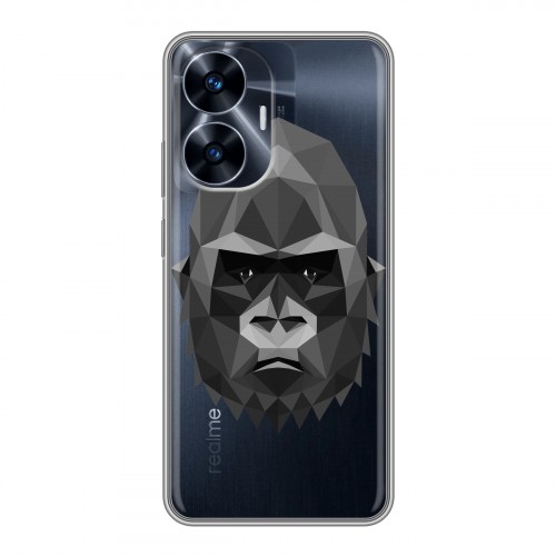 Полупрозрачный дизайнерский силиконовый с усиленными углами чехол для Realme C55 Прозрачные обезьяны
