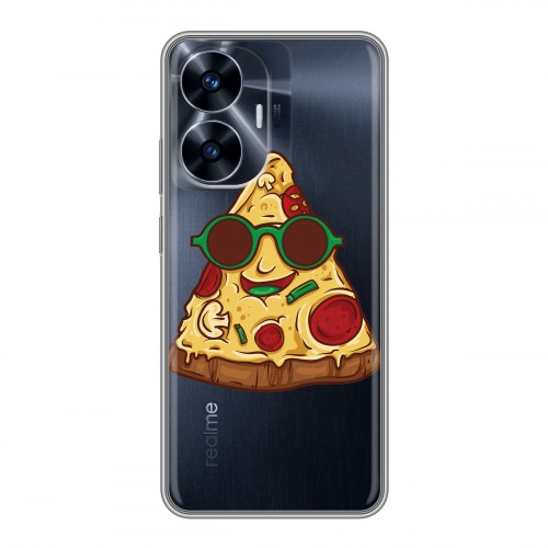 Полупрозрачный дизайнерский пластиковый чехол для Realme C55 Прозрачная Пицца