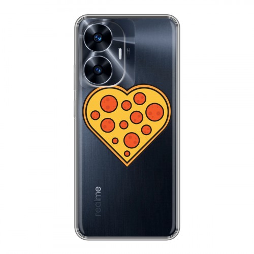Полупрозрачный дизайнерский пластиковый чехол для Realme C55 Прозрачная Пицца