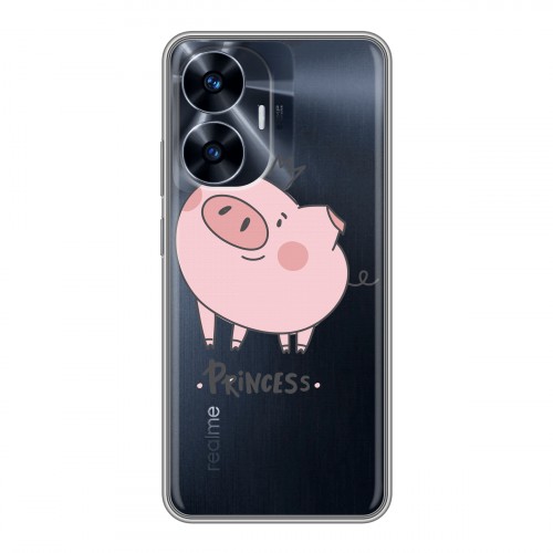 Полупрозрачный дизайнерский пластиковый чехол для Realme C55 Прозрачные свинки
