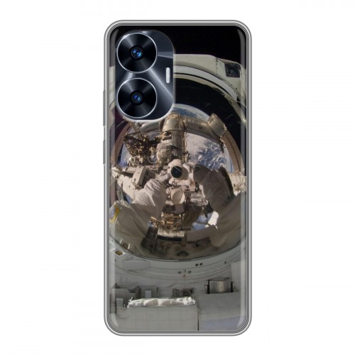 Дизайнерский силиконовый чехол для Realme C55 Космонавт