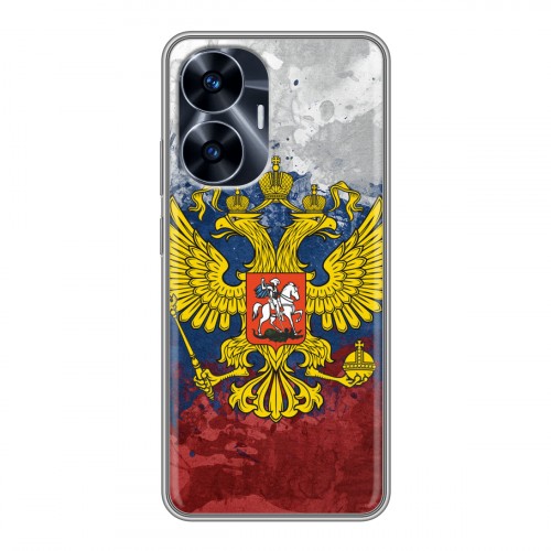 Дизайнерский силиконовый чехол для Realme C55 Российский флаг и герб