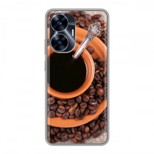 Дизайнерский силиконовый чехол для Realme C55 Кофе напиток