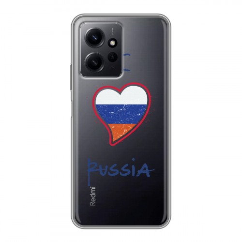 Полупрозрачный дизайнерский пластиковый чехол для Xiaomi RedMi Note 12 Российский флаг