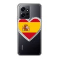 Полупрозрачный дизайнерский пластиковый чехол для Xiaomi RedMi Note 12 флаг Испании