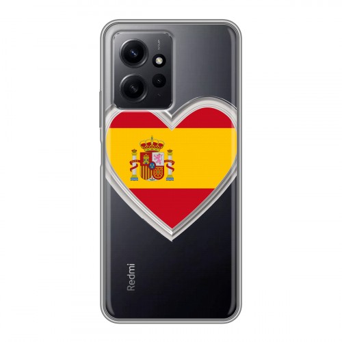 Полупрозрачный дизайнерский силиконовый чехол для Xiaomi RedMi Note 12 флаг Испании