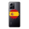 Полупрозрачный дизайнерский силиконовый с усиленными углами чехол для Xiaomi RedMi Note 12 флаг Испании