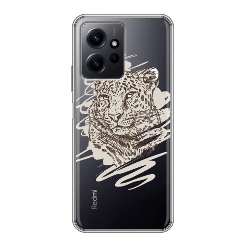 Дизайнерский силиконовый чехол для Xiaomi RedMi Note 12 Прозрачные леопарды