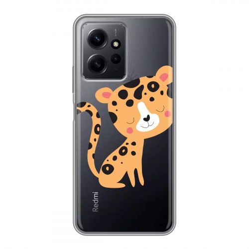 Дизайнерский силиконовый чехол для Xiaomi RedMi Note 12 Прозрачные леопарды