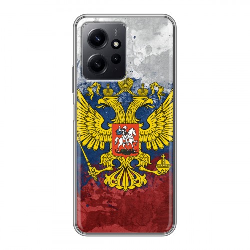 Дизайнерский силиконовый с усиленными углами чехол для Xiaomi RedMi Note 12 Российский флаг и герб