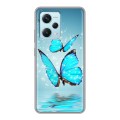 Дизайнерский силиконовый с усиленными углами чехол для Xiaomi RedMi Note 12 Pro Plus Бабочки голубые