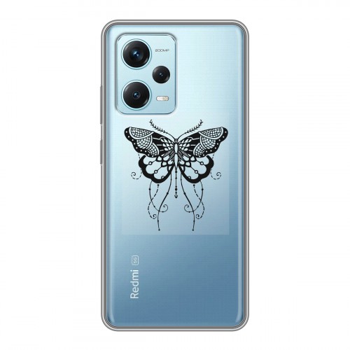Полупрозрачный дизайнерский силиконовый с усиленными углами чехол для Xiaomi RedMi Note 12 Pro Plus прозрачные Бабочки 