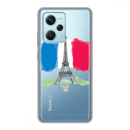 Полупрозрачный дизайнерский силиконовый с усиленными углами чехол для Xiaomi RedMi Note 12 Pro Plus Флаг Франции