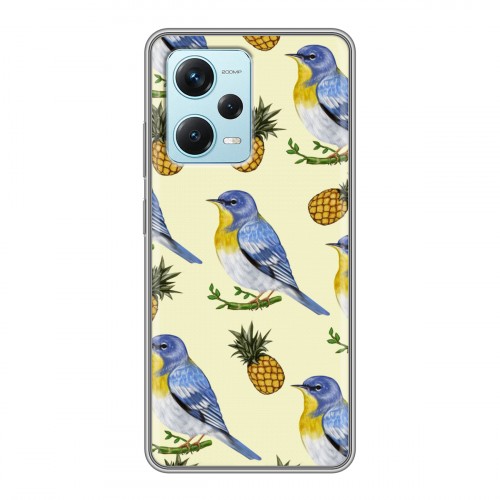 Дизайнерский силиконовый чехол для Xiaomi RedMi Note 12 Pro Plus Птицы и фрукты