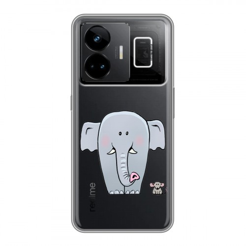 Полупрозрачный дизайнерский пластиковый чехол для Realme GT3 Прозрачные слоны