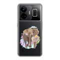 Полупрозрачный дизайнерский пластиковый чехол для Realme GT3 Прозрачные слоны