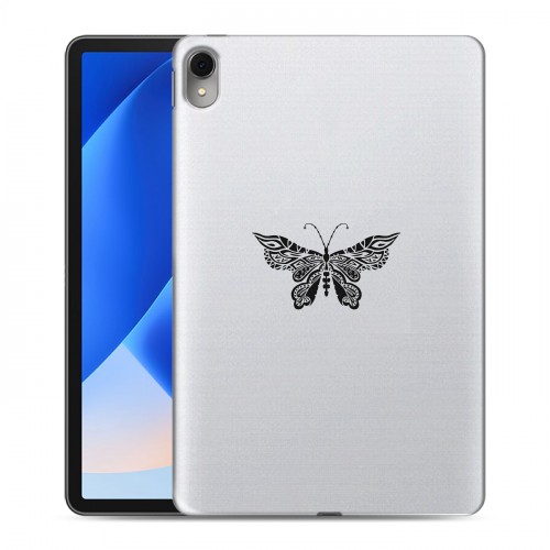 Полупрозрачный дизайнерский силиконовый с усиленными углами чехол для Huawei MatePad 11 (2023) прозрачные Бабочки 
