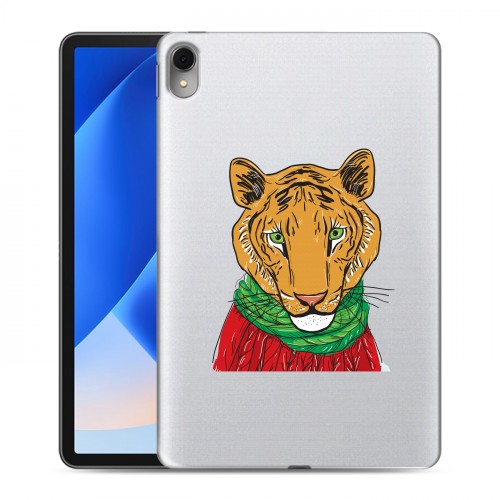 Полупрозрачный дизайнерский силиконовый с усиленными углами чехол для Huawei MatePad 11 (2023) Прозрачные тигры