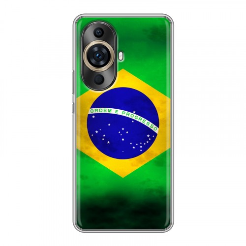 Дизайнерский силиконовый с усиленными углами чехол для Huawei Nova 11 Pro Флаг Бразилии