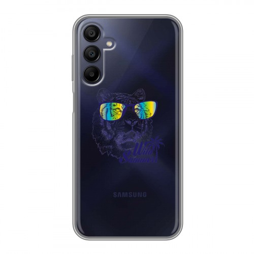 Полупрозрачный дизайнерский пластиковый чехол для Samsung Galaxy A15 Прозрачные тигры