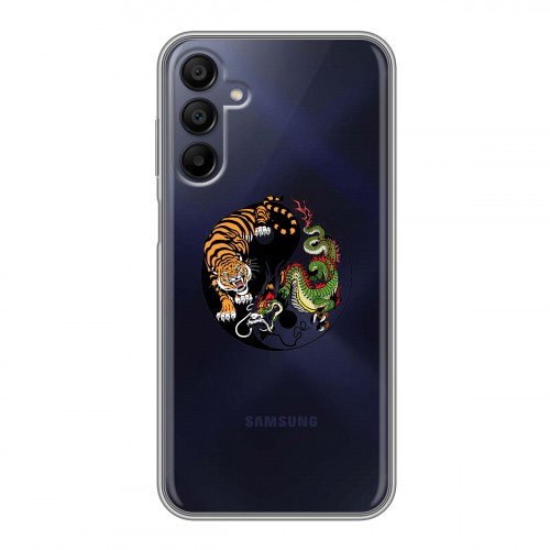 Полупрозрачный дизайнерский пластиковый чехол для Samsung Galaxy A15 Прозрачный тигр