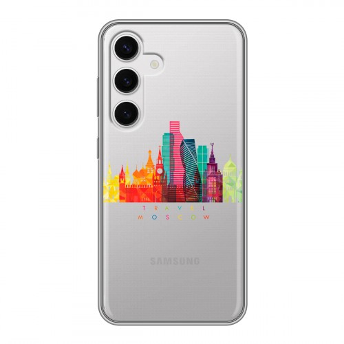 Полупрозрачный дизайнерский силиконовый чехол для Samsung Galaxy S24 Москва