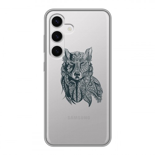 Полупрозрачный дизайнерский силиконовый чехол для Samsung Galaxy S24 Волки