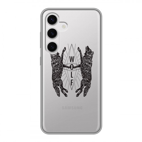 Полупрозрачный дизайнерский пластиковый чехол для Samsung Galaxy S24 Волки