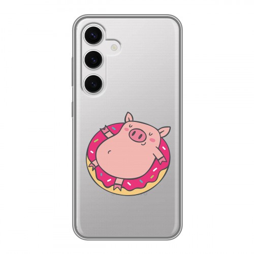 Полупрозрачный дизайнерский пластиковый чехол для Samsung Galaxy S24 Прозрачные свинки